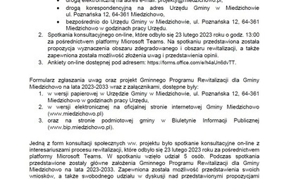 Zdjęcie do Zakończenie konsultacji projektu Gminnego Programu Rewitalizacji dla Gminy Miedzichowo na lata 2023-2033 