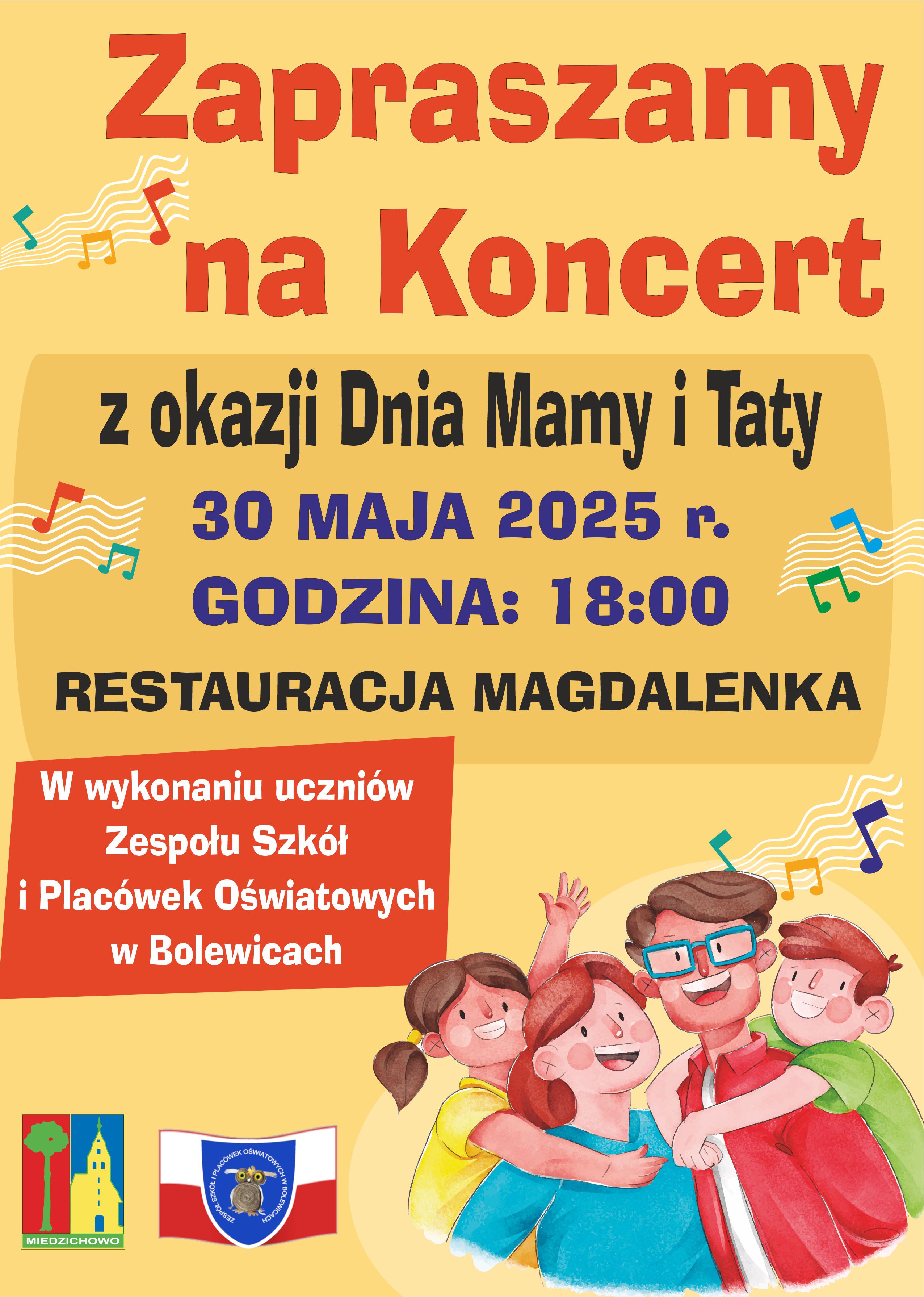 KONCERT Z OKAZJI DNIA MAMY I TATY 30 maja w&nbsp;Bolewicach 