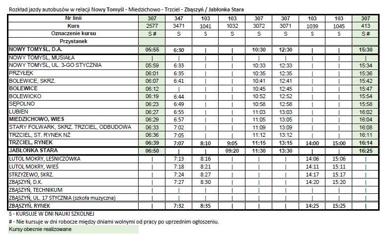 Rozkład jazdy nowych taras autobusowych 