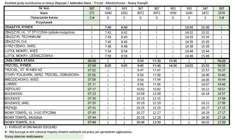 Rozkład jazdy nowych taras autobusowych
