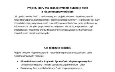 Zdjęcie do Projektu &bdquo;Aktywni niepełnosprawni&rdquo;