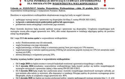 Zdjęcie do WAŻNE INFORMACJE DOTYCZĄCE UCHWAŁY ANTYSMOGOWEJ DLA MIESZKAŃC&Oacute;W WOJEW&Oacute;DZTWA WIELKOPOLSKIEGO