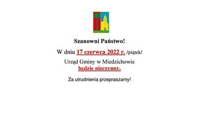 Zdjęcie do 17 czerwca Urząd Gminy nieczynny
