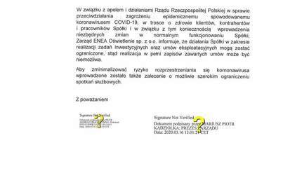 Zdjęcie do Zarząd ENEA Oświetlenie sp. z o.o. informuje, że działania Sp&oacute;łki w zakresie realizacji zadań inwestycyjnych oraz um&oacute;w może być niemożliwa