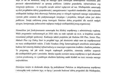 Zdjęcie do Życzenia Wojewody Wielkopolskiego z okazji Dnia Samorządu Terytorialnego