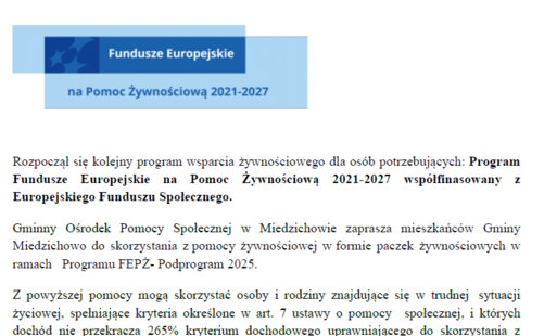 Zdjęcie do Rusza Program Pomoc Żywnościowa 2021&ndash;2027