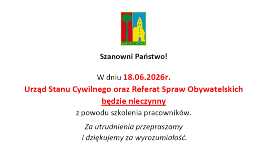 Zdjęcie do Urząd Stanu Cywilnego w dniu 18 06 2026 r będzie nieczynny.