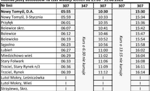 Zdjęcie do Rozkład jazdy autobus&oacute;w w okresie letnim