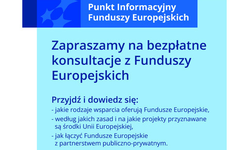 Zdjęcie do Zapraszamy na bezpłatne konsultacje z Funduszy Europejskich 17.11.2026 r. Urząd Gminy Miedzichowo